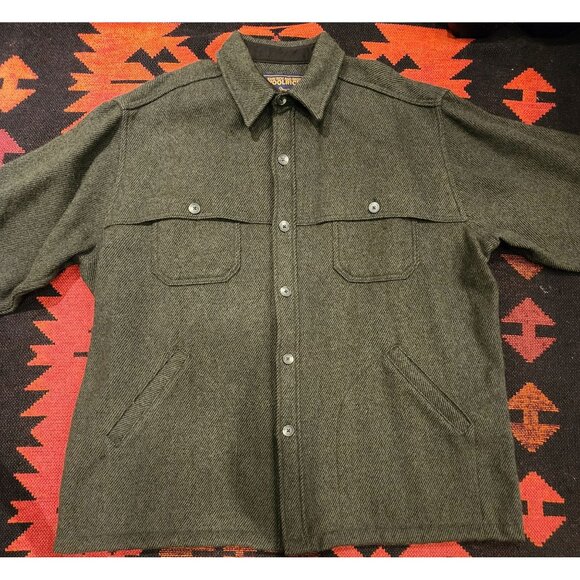 VINTAGE Woolrich Men's Green Wool/Nylon Button-Up Shirt Jacket XL - Picture 8 of 16